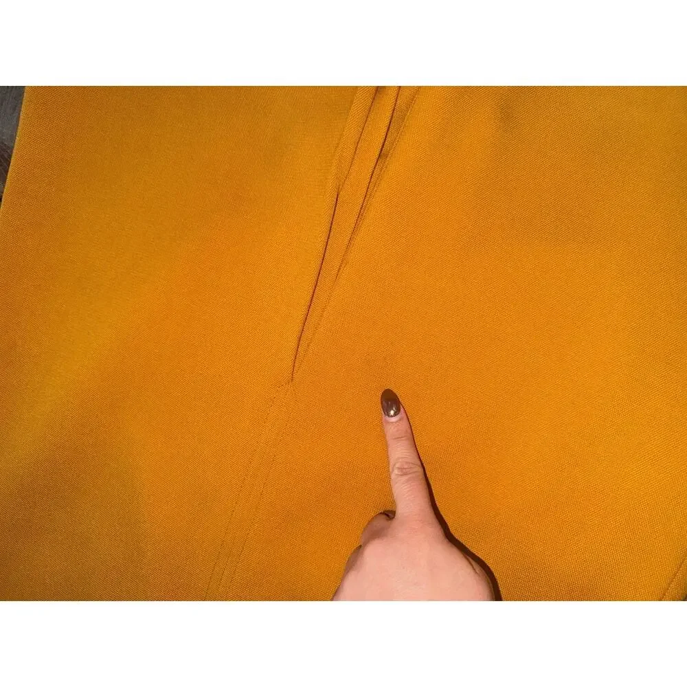 Ann Taylor Loft Mustard Yellow Knee Length Pleated Front Pencil Skirt Size 0
